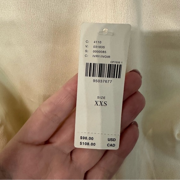 Anthropologie Women’s Long Bell Sleeve Satin Ivory Crewneck Blouse Sz XXS NWT - Picture 6 of 11